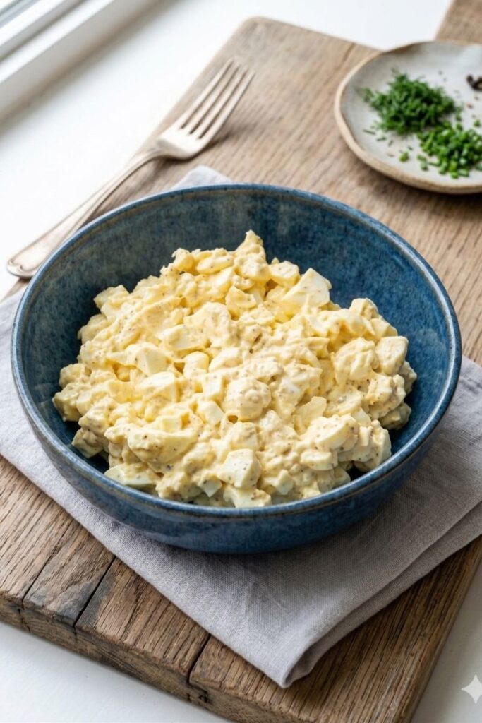 egg salad sandwich and bowl for a no-heat make-ahead lunch.
